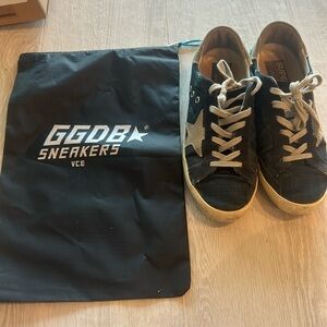 Golden Goose Superstar Dark Denim Distressed Sneakers Size 8